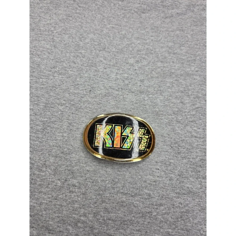 Vintage Rare 1978 KISS Band Gold Prism Large Logo Belt Buckle Rock Music